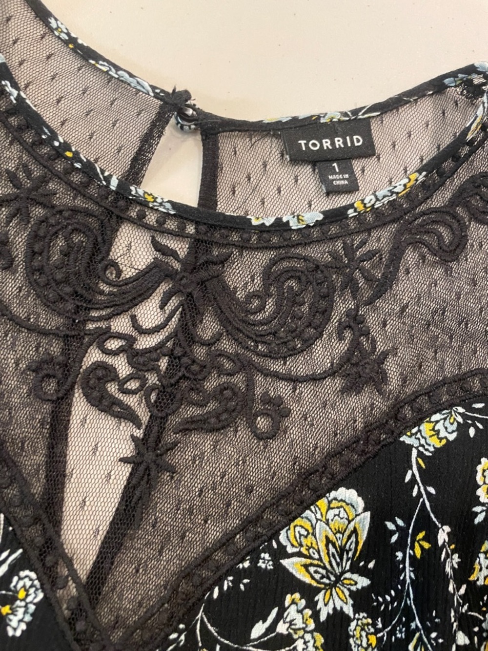 torrid Black Floral Lace Yoke Mini Dress - Picture 9 of 13